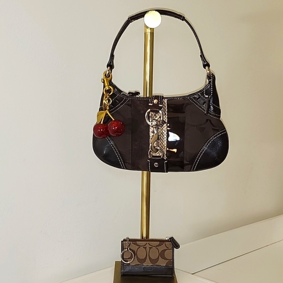 Coach Y2K Hampton Signature Striped Python Soho/Shoulder Bag Expresso W/ Wallet - Picture 1 of 16